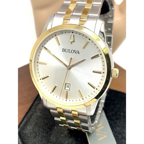 Bulova Men's Watch 98B385 Silver Dial Quartz Two Tone Stainless Steel 40mm